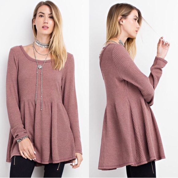 Knit Babydoll Tunic with Open Criss Cross Back - Picture 2 of 7